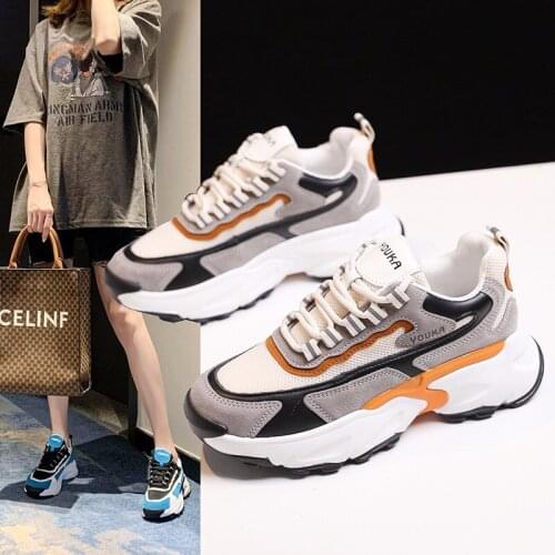 Spring Sneakers Women Vulcanize Thick Sole Running Casual Shoes Breathable Mesh Walking Platform Tenis Mujer Zapatos Size 35-40