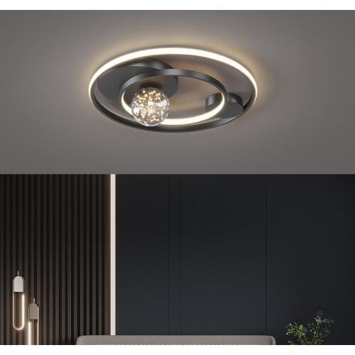 Round LED Ceiling Light Home Gold&Black Lamp For Living Room Kitchen Foyer Bedroom Indoor Decoration Chandelier Lustre Luminaire