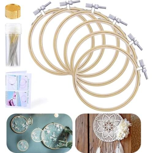 LMDZ Bamboo Frame Embroidery Hoop Ring DIY Needlecraft Cross Stitch Machine Round Loop Hand Household Sewing Tools