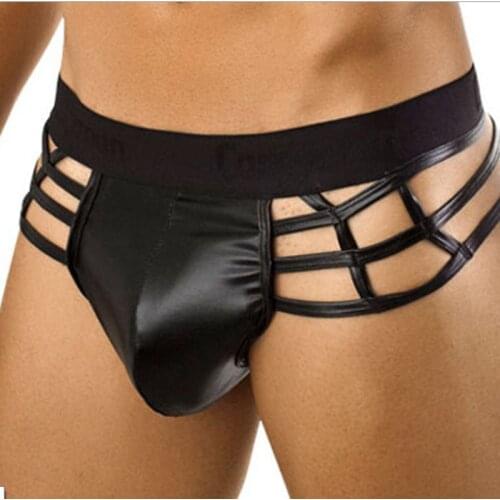 Fashion Mens Underware Hollow Out Briefs Men Sexy Penis Pouch Big Briefs Gay Male Slip Jockstraps Nightclub Collar Dance Panties