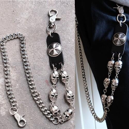 Mens Motorcyle KeyChain Jean Biker Wallet Belts Chain Skull Charm Gothic Rock Skull Pants Trousers Waist Key Mens BL48