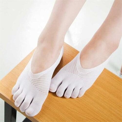 YSDNCHI Five Finger Socks Funny Women Thin High Quality Five Toe Slippers Invisibility Hot Black Solid Color