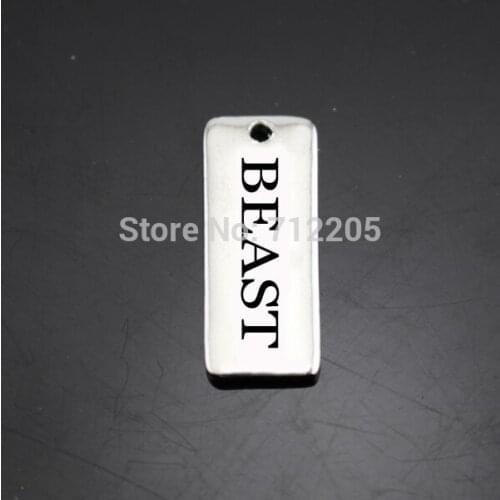 New Arrival New arrival Antique silver color 100pcs 1 lot Vintage Rectanglet BEAST Pendant Charms