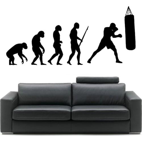 New Arrive Darwin Evolution Man Boxing Pugile autoadesivo della parete arte vinile Home Decor wall Stickers A-17