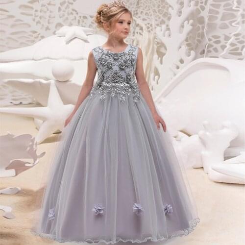 20201 Formal Gray Long Bridesmaid Dress Kids Dresses For Girls Children Elegant Party And Wedding Dress Girl Evening 10 12 Years