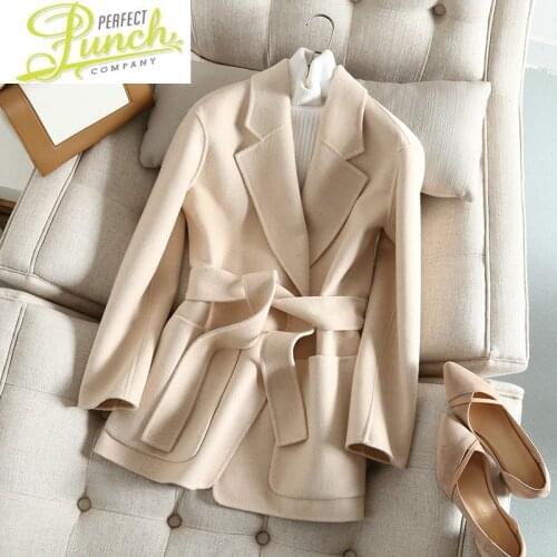 Coat Wool Korean 100% Female Jacket Spring Autumn Fashion Double-sided Elegant Ladies Coats and Jackets Black 2021 1005 KJ5068