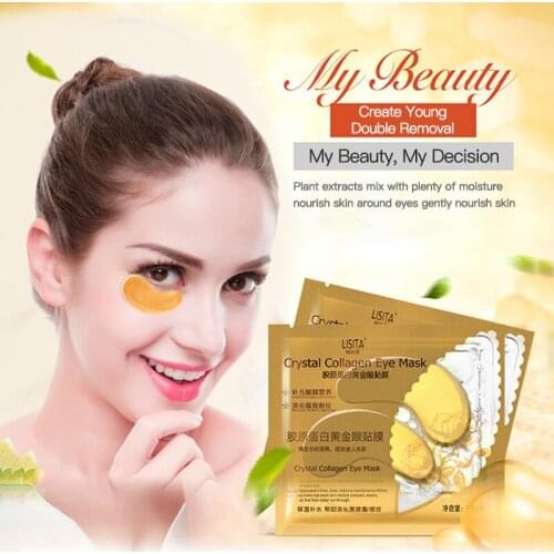 10pcs Gold Eye Mask Patch Crystal Collagen Lighten Dark Circles Soothing Eye Patch Eye Skin Protect Mask For Wrinkle Skin Care