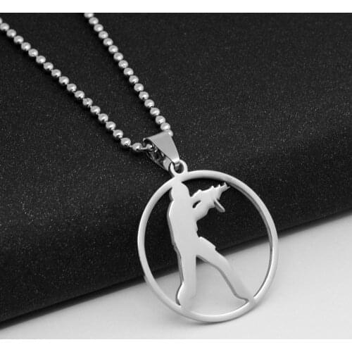 Gift Stainless Steel Anime Game CS Sign charm Necklace GO Counter-Strike Logo Symbol Round Global Offensive Pendant gift jewelry