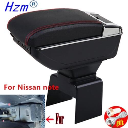 For Nissan note armrest box For Nissan note Car Armrest Storage Box Central Storage Container with USB LED light
