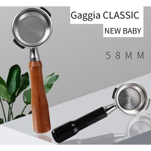 GAGGIA 58MM Portafilter Bottomless Naked Portafilter Coffee Espresso Handle Wood Coffee Machine Bottomless Portafilter