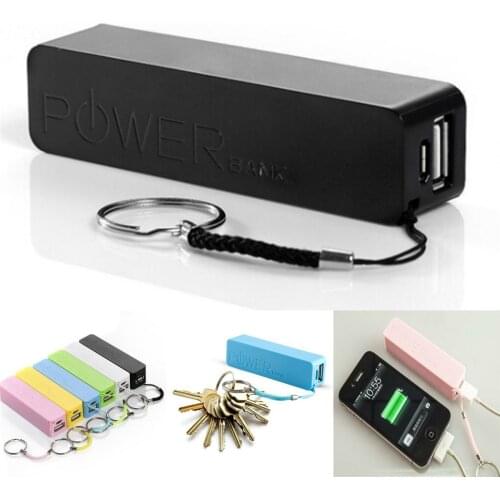 Mini Portable USB External Power Bank Case Pack Box 18650 Battery Charger 2600mAh No Battery Powerbank With Key Chain