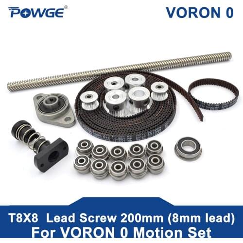 POWGE VORON 0 Set GT2 LL-2GT RF Open Timing Belt 2GT 20T 16T Pulley 110-2GT Shaft Bearing F688 F623 KFL08 T8X8 Lead Screw Nut