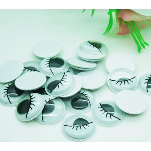 100pcs/lot 15mm White Color With the Eyelashes Eye Activities Moving Eyes Self-adhesive Plastic Eyes For Doll Toy