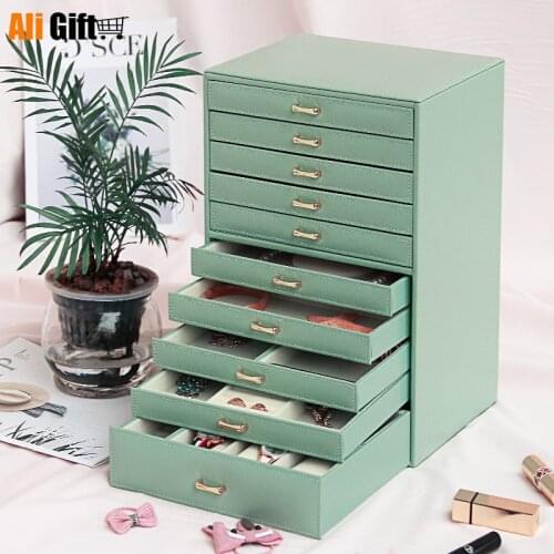 Large Capacity Multi-storey Jewelry Box Ten-storey European Princess Korea Jewelry Box Storage Box Jewelry Cabinet Female Gifts