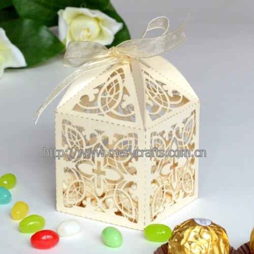 Modern design boy baptism party supply candy packaging "Cross" boy baptism chocolate box