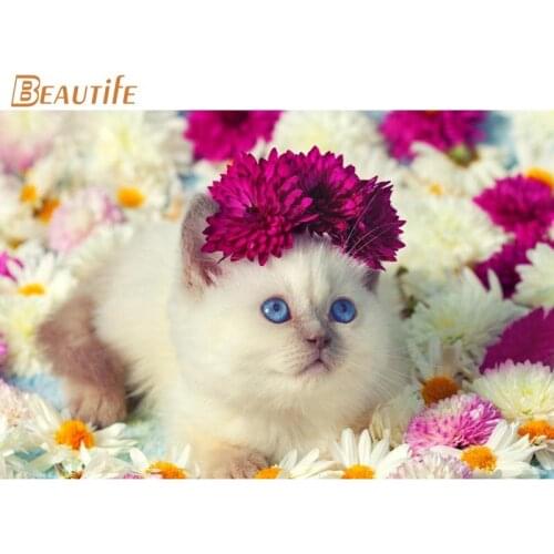 Cat and flower Cloth Silk Fabric poster Home Decoration Wall Art New Cloth Silk Fabric wall poster print