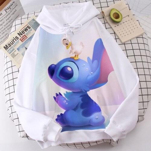 Disney Hoodie Stitch Print Cute Autumn/Winter Sweater Casual Harajuku Fashion Pullover Oversized Thicken Top Men and Women