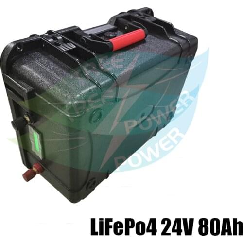 Waterproof Lifepo4 24v 80AH battery BMS 8s for 2400W 2000w Inverter fridge Electric bike tricycle RV AGV UPS + 10A charger