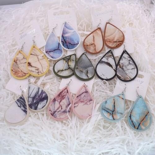 WELLMORE Boho leather Drop Dangle Earrings For Women Oversize Fashion Big water drop Earring Female Jewelry wholesale