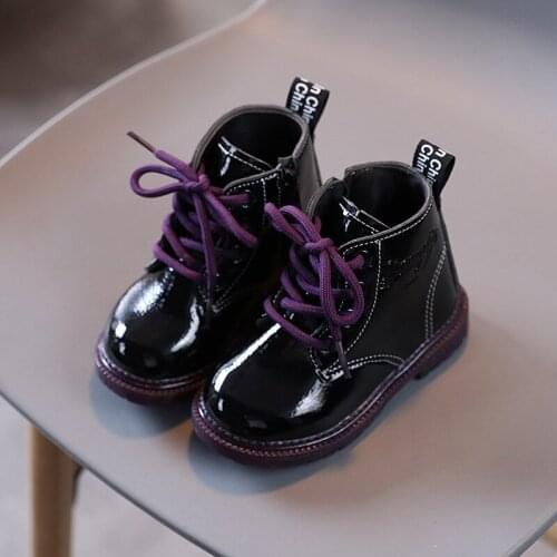 Bright PU Kids Fashion Boot Childrens Boots 2021 Autumn Rainy High Top Fashion Boys Girls Martin Boots Toddler Kids Shoe