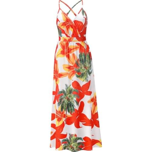 Bohemian Floral Dress Women Long Nightgown Sexy Strap Top Nightdress Lounge Polyester Sleepshirts Summer Large Size Home Skirt