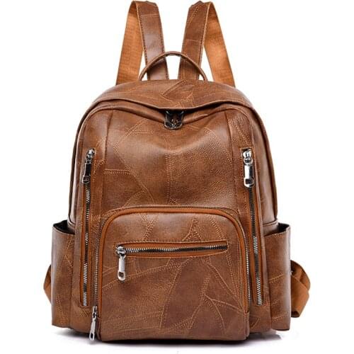 2021 Women Leather Backpacks High Quality Female Vintage Backpack For Girls School Bag Travel Bagpack Ladies Sac A Dos Back Pack