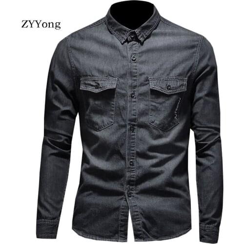 Мужские джинсовые рубашки ZYYong China At AliExpress