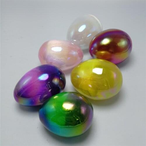 1 pc 38-45mm 100% natural quartz white selenite egg electroplating aura worry egg