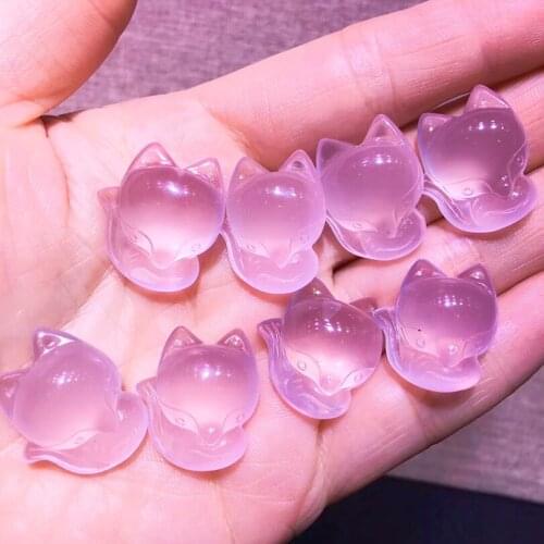 1pcs Natural rose crystal large head fox lucky pendant lady jewelry