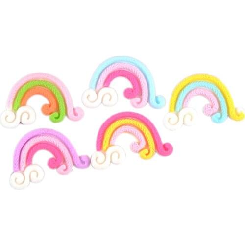10-100Pcs Cartoon Rainbow Resin flat applique DIY Crafts Scrapbook Hair Accessories Brooch Ornament Materials Embellishments