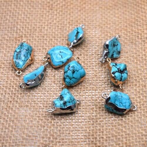 4pcs Natural Turquoise Irregular stone Connector for Bracelet Jewelry Making Accessories Craft DIY Handmade Findings