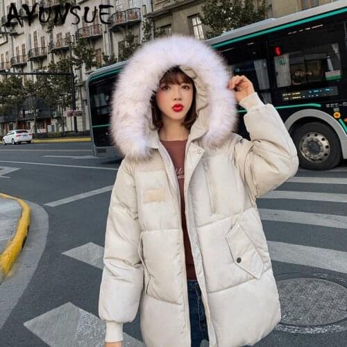 AYUNSUE Winter Jacket Women Korean Big Fur Collar Coat Women White Parka Hooded Female Jacket Casaco Feminino Lby-1801 YY1386