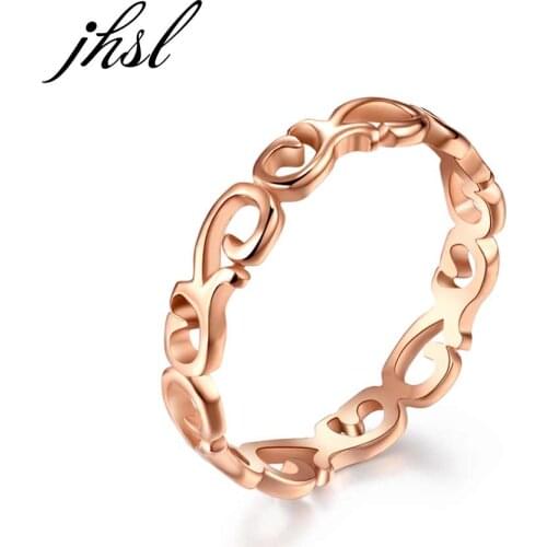 JHSL Brand Luxury Stainless Steel Women Wedding Rings Rose Gold Silver Color US size 5 6 7 8 9 10