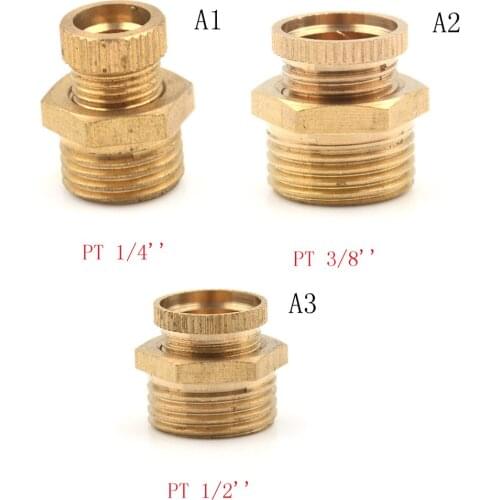 One Piece Air Compressor Male Threaded Water Drain Valve Brass Tone PT 1/2 Inch 3/8 Inch 1/4 Inch