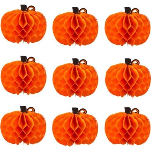 Halloween Thanksgiving Party Pumpkin Honeycomb Ball Pumpkin Party Lantern Ornaments Happy Halloween Party Decor For Home 2021