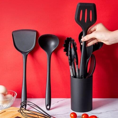 Kitchen Utensil Holder Black Plastic Cylinder Storage Tableware Drying Canister Cutlery Organizer Tools