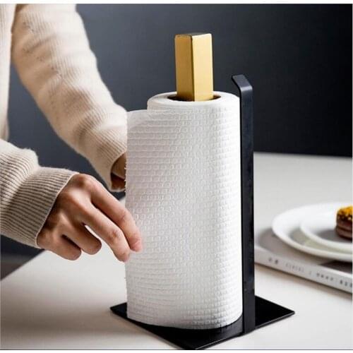 Creative Kitchen Roll Paper Towel Holder Bathroom Tissue Toilet Paper Stand Napkins Rack Black Gold Chic Home Table Accessories