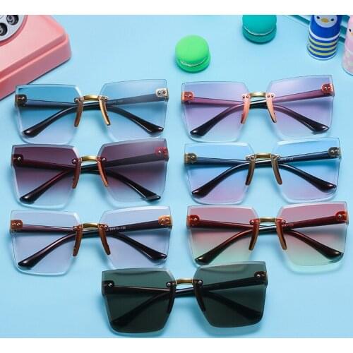 Rimless Kids Sunglasses Boys Fashion Children Sun Glasses Girls Retro Outdoors Travel UV400 Square Protection Eyewear