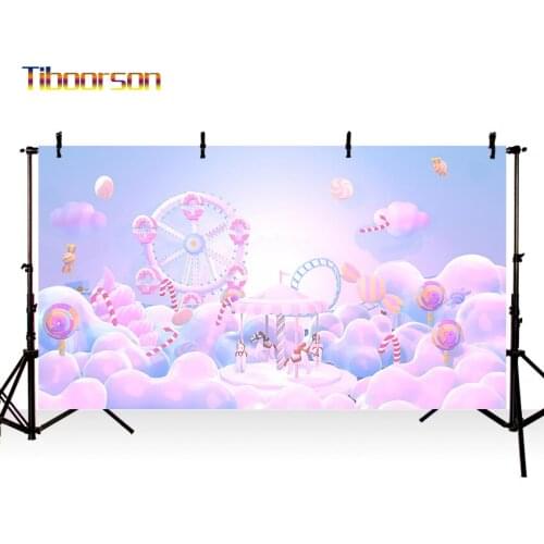 Childrens Backdrop Photography Pink Wall Clouds Ballons Ferris Wheel Background For Parties Room Photocall Photo Studio