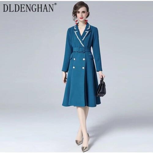 DLDENGHAN Women's Double Breasted Trench Coats