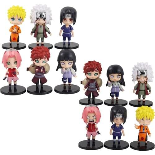 6pcs/Set 9-10cm Naruto Shippuden Anime Sasuke Gaara Jiraiya Sakura Hyuga Hinata VC Action Figure Mini Model Toys Gift Brinquedos