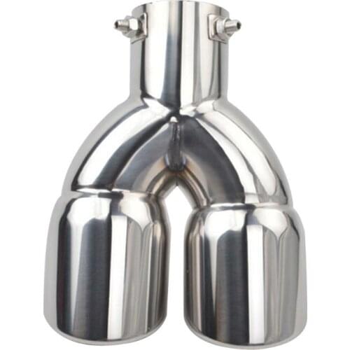Muffler exhaust Dual Exhaust Tip Tailpipe 2.5 Inch Inlet 3" outlet 8.1" Length Polished Stainless 1.2mm Thickness (Double