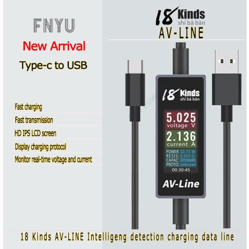 AV-Line Intelligent Detection Charging Data Line USB Charging Cable Real Voltage Current Monitoring 18 kinds For Samsung huawei