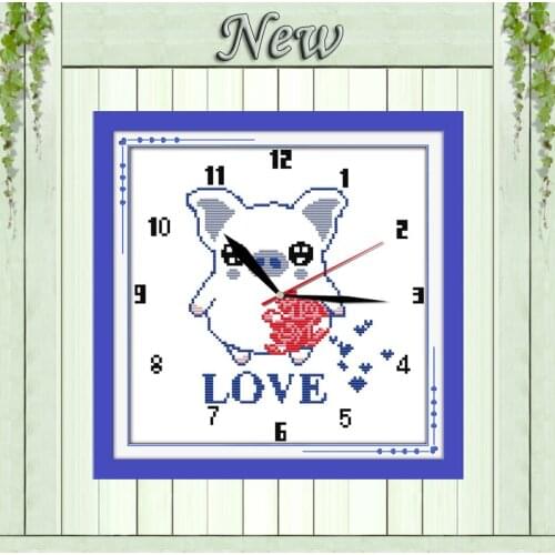 LOVE pig cute clock decor paintings counted printed on canvas DMC 14CT 11CT chinese Cross Stitch Needlework Sets Embroidery kits