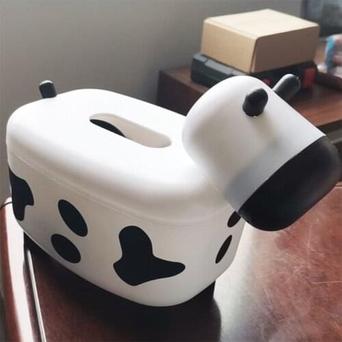 Cow Tissue Box Small Cow Tissue Box With Toothpick Storage Two-In-One Home Decorative Storage Box Living Room Toilet Tissue Box