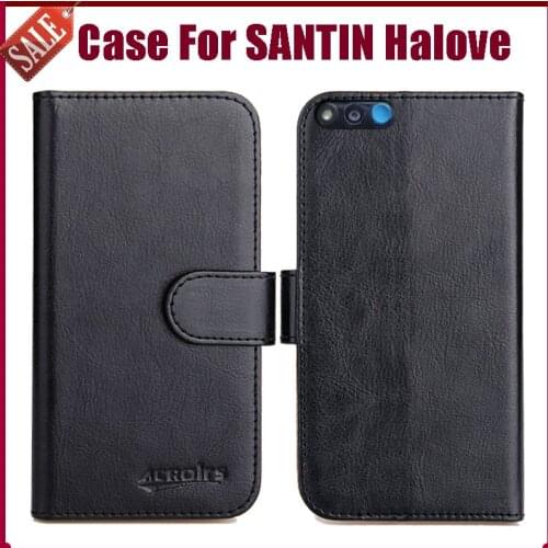 Hot! SANTIN Halove Case 5.5" 6 Colors Flip Soft Leather Phone Wallet Cover For SANTIN Halove Case Stand Function Card Slots
