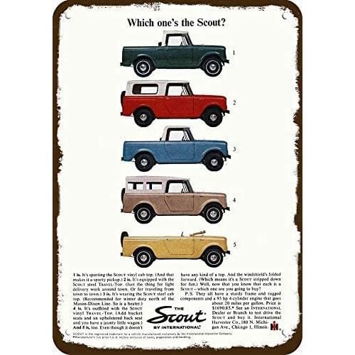 Metal Tin Sign 8x12 Inches 1964 International Harvester Scout Pickup Truck Vintage Look Replica Metal Sign for car home decor