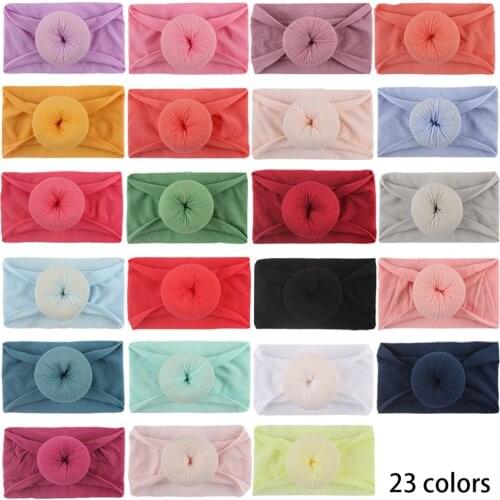 Fashion Handmade Round Ball Elastic Hairband Toddler Solid Color Donut Nylon Headband Kids Hair Accessories Clothing Decoration