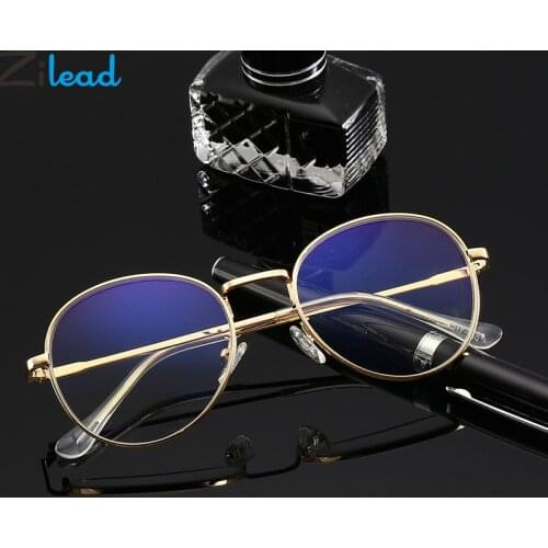 Zilead Metal Oval Reading Glasses Women&Men Anti Blue Light Clear Lens Presbyopic Eyeglasses Eyewear Unisex With Diopter