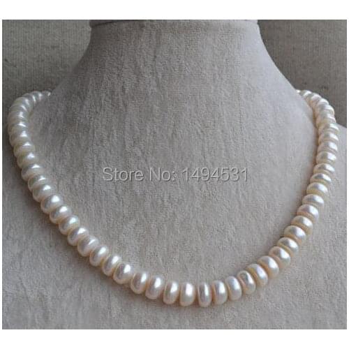 Wholesale Pearl Jewelry - White Color 17 Inches Genuine Freshwater Pearl Necklace 9.5-10.5mm Wedding Bridesmaids Gift